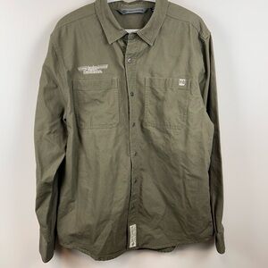 Harley-Davidson Utility Button-Up Shirt olive size large slim skull biker canvas